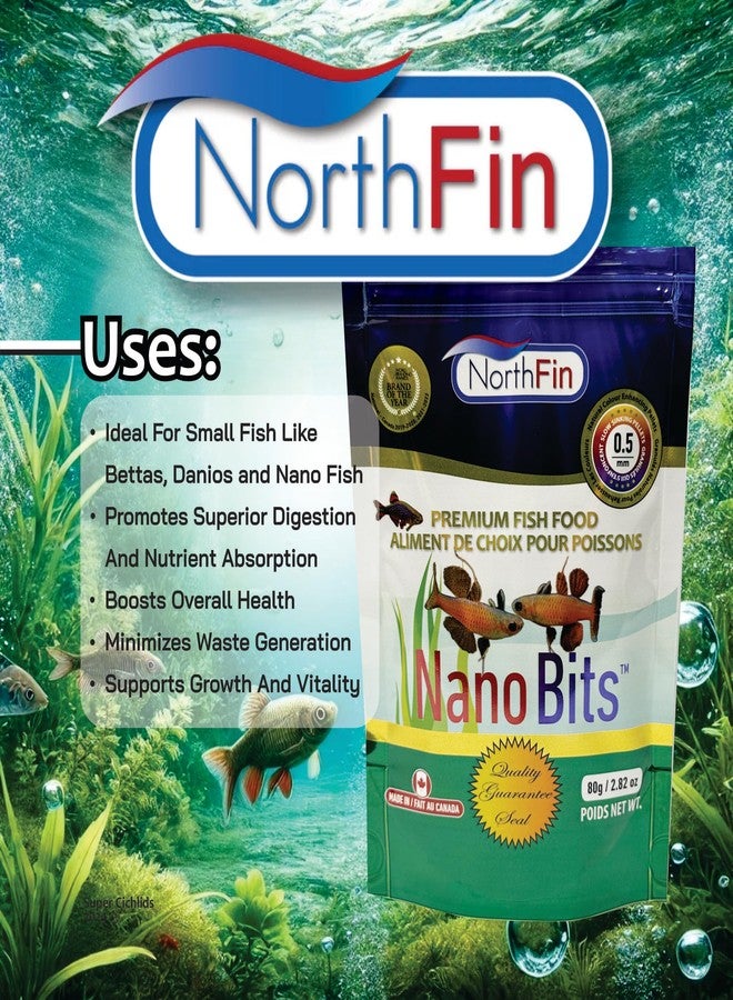 Northfin نورثفين نانو بيتس طعام أسماك ممتاز - حبيبات بطيئة الغرق بحجم 0.5 مم لأسماك النانو، والبيتا، والدانيو - تركيبة غنية بالبروتين، مصنوعة من الحشرات مع أوميغا 3، وسبيرولينا، ومحسنات لون طبيعية (20 جم) - Image 5